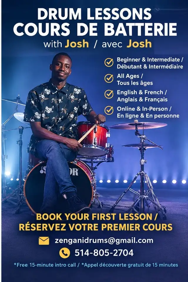Drum Lessons / Cours de batterie – Montréal