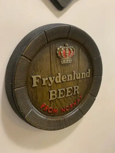Vintage Frydenlund Norway  Beer Bar Keg sign Mint, View more