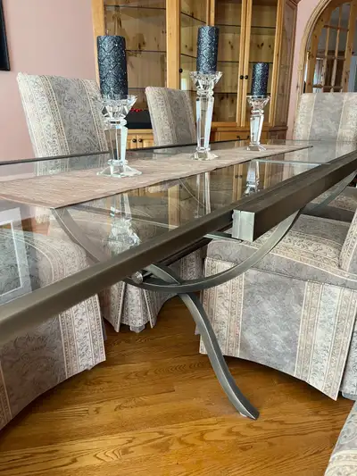 Extendable, 12 Seater Glass Dining Room Set, View more