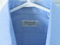 Classic dress shirt CHARVET of Paris Vichy pattern+french cuffs