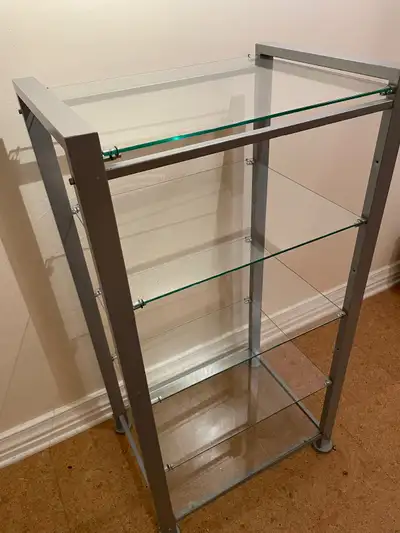 Shelving unit- glass & metal, excellent condit. (Downtown Ottawa, View more
