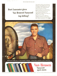 1953 full-page ad for Van Heusen  Shirts, with Burt Lancaster