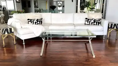 High end white leather couch, View more