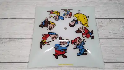 Vintage Disney Snow White 7 Dwarfs Glass Ceiling or Lamp Shade, View more