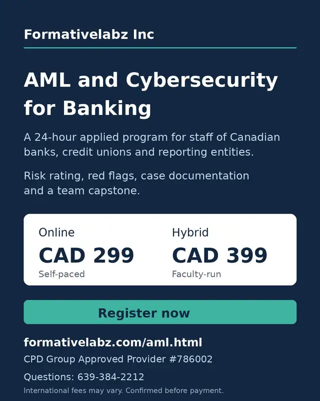 AML and Cybersecurity Course for Banking Staff, CAD 299