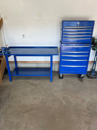 Tool chest and workbench with vise
