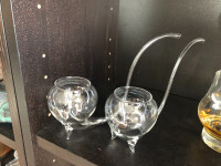 Set of 2 Chrystal pipe shaped Cognac/Whiskey glasses.
