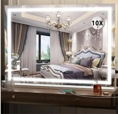 Hasipu Vanity Mirror with Lights, 32" x 22" LED Makeup Mirror, Lighted Makeup Mirror with Dimmable 3...