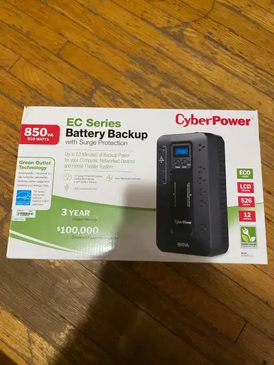 CyberPower EC850LCD Battery Backup 850VA/510W with LCD Display, View more