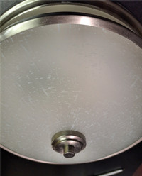 round ceiling light - white etchings with silver bands