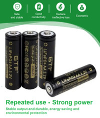 (2pcs) Size AA LiFePO4 Rechargeable Battery & Placeholder