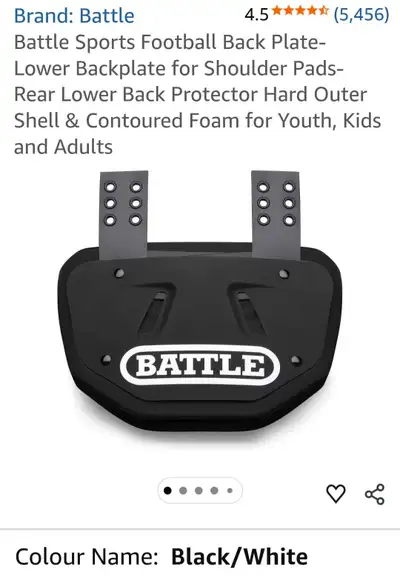 Battle Sports Football Back Plate for youth, View more