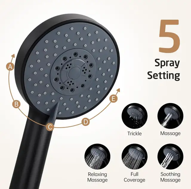 New Shower Head with Hose and Adjustable Shower Slide Bar/Black in Bathwares in Calgary - Image 11