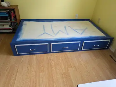 Blue captain's bed with 3 drawers, View more