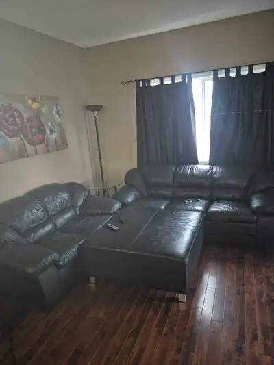 Palliser black leather couches $1000, View more