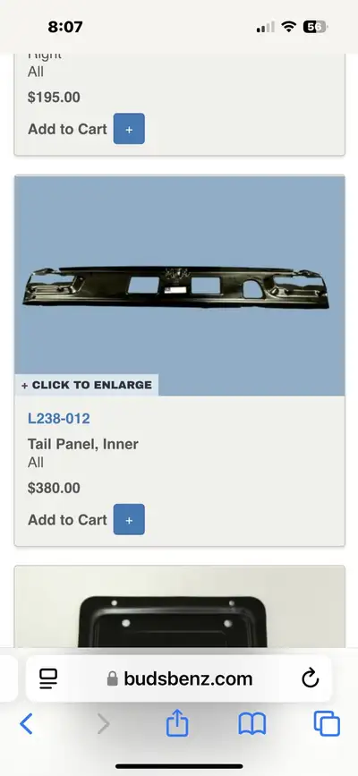New Old Stock Inner Trunk Rear Panel Fits all 113 Pagoda Models Available from Buds Benz Parts for $...