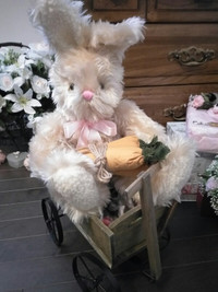 Easter Bunny plush animal with wagon