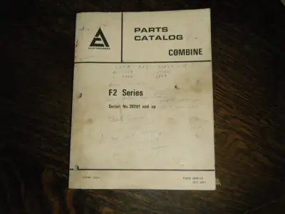 Allis chalmers F2 Series Combine Parts Catalog shipping available at your cost any questions please...