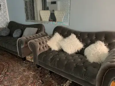 Velvet Tufted Sofa Set, View more