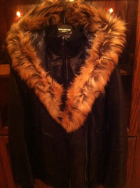 Mackage Ingrid Black Leather Down Coat - Size S