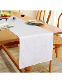 Lot of 8 Unbranded Sequin Table Runners, 92" L x 24" W, White