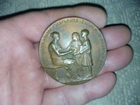 ANTIQUE 1896-97 ART NOUVEAU PRIMARY EDUCATION FRENCH BRONZE MEDA