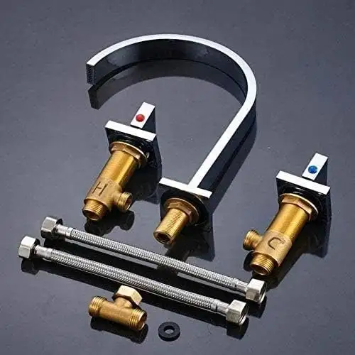 Kitchen Taps Faucet Modern Waterfall Spout Sink Faucet Double Ha in Plumbing, Sinks, Toilets & Showers in Gatineau - Image 6