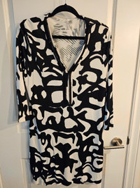 Marc Cain Object of Love Black & White Print Dress