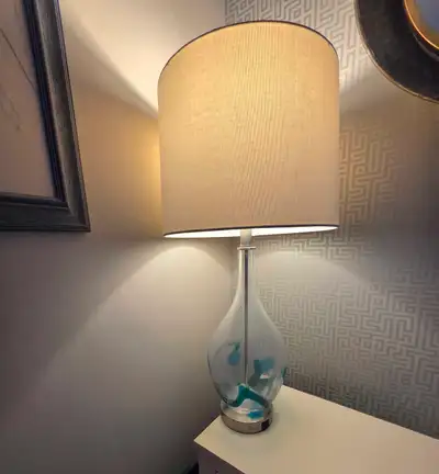 28" Table Lamps - Glass base with cream shade, View more
