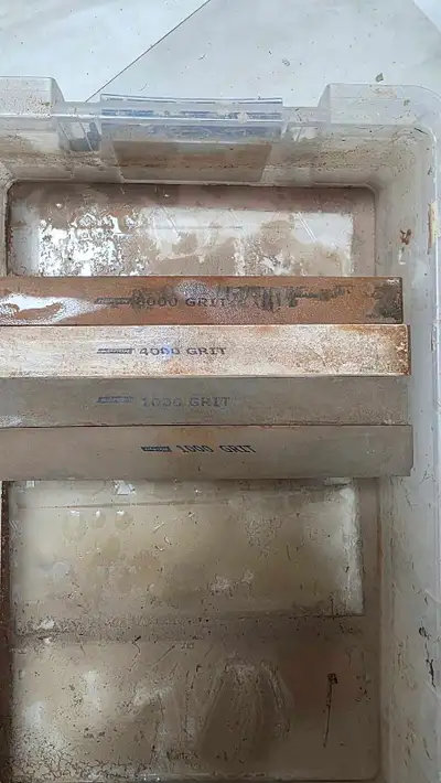 set of Norton sharpening stones.  , View more