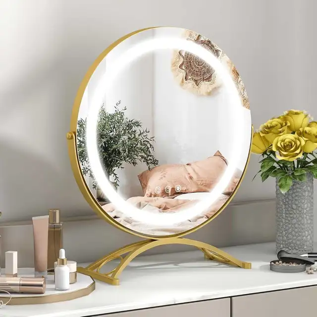 New 16" Round Mirror 3 Colour Dimmable Lights...(Gold) in Home Décor & Accents in Ottawa - Image 6