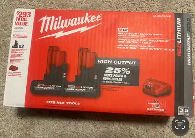 Brand new MILWAUKEE dual M12 high output 5ah batteries & charger, View more
