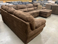 Large Brown Ashley U-Shaped Sectional Couch/ Sofa with Chaise