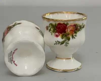 Old Country Roses Royal Albert England Bone China A pair of egg cups. $59 for both. More egg cups ar...