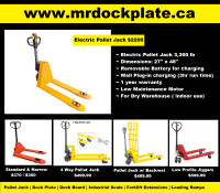 electric pallet jack 3,300 lb capacity with 1 year warranty