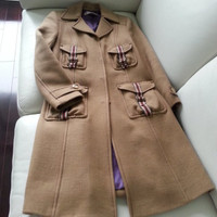 XS Taupe military wool coat good condition