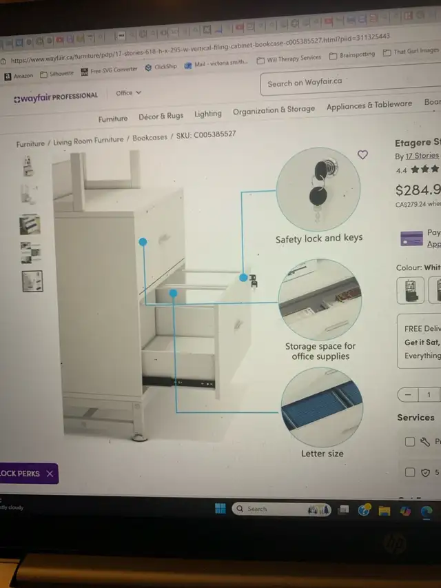 white bookshelf with filing cabinet  in Bookcases & Shelving Units in Kitchener / Waterloo - Image 3