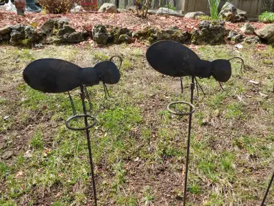 Vintage Two Metal Ant Figure Garden Décor Stakes, View more