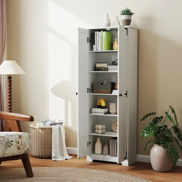 Tall 67" Farmhouse Pantry Cabinet with 2 Doors in Bookcases & Shelving Units in Markham / York Region - Image 8