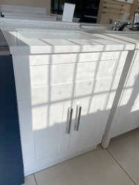 【50% OFF!】24" White Solid Wood Bathroom Vanity with Quartz/Stone