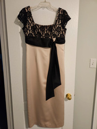 Black & Beige color long women dress