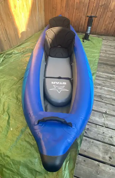 This is a well-made inflatable kayak Can be paddled solo or by two paddlers. Only used 4 times. Come...