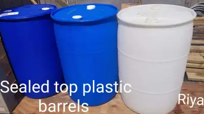55 Gallons .35 inches tall and 23 inches wide.Previously contained soap,skin fragrance or glycerin ....