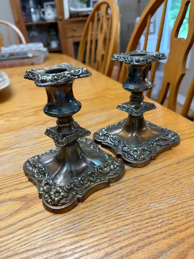 Vintage Silver plated candle sticks 20th century 