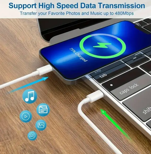1pc 2 M 6.6ft USB C to Lightning Charging & Data Cable Apple MFI in General Electronics in Markham / York Region - Image 5