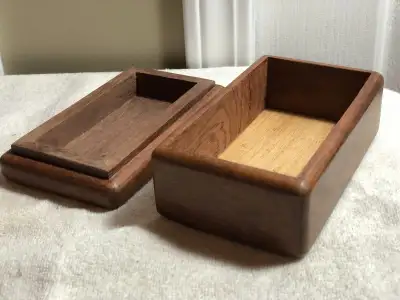 5 3/4" L X 2 3/8" H X 3 1/4" W Oak Trinket Box with Lid, View more