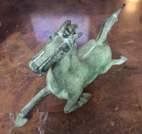 Vintage réplique"cheval volant" de Gansu, en bronze vert