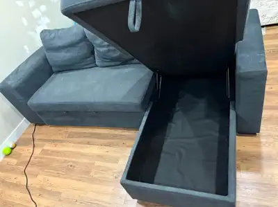 Sectional couch with the pullout bed, View more