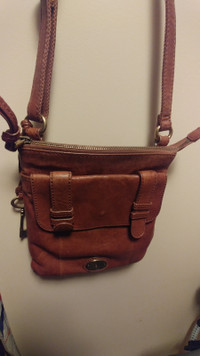 Fossil brown leather purse - crossbody handbag