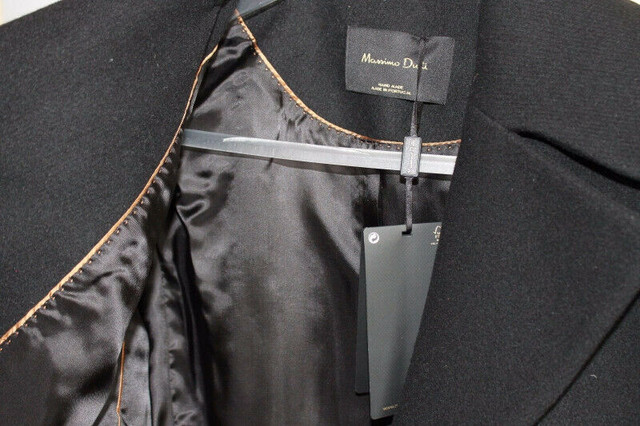 New Massimo Dutti (Zara) Black Leather Detail Wool Coat Size 6 dans Femmes - Hauts et vêtements d'extérieur  à Ville de Montréal - Image 4